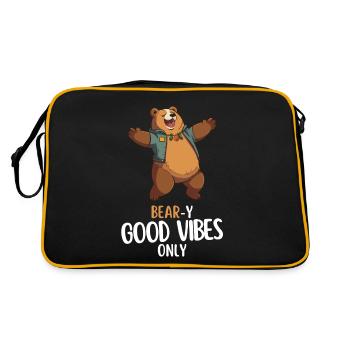 « Bear-Y Good Vibes Only » - Drôle de dicton avec ours - Sac Retro - noir/or - Dos