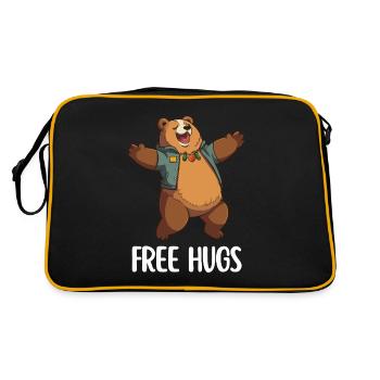 "Free Hugs" - Funny saying with cartoon bear - Retro Bag - black/gold - Back