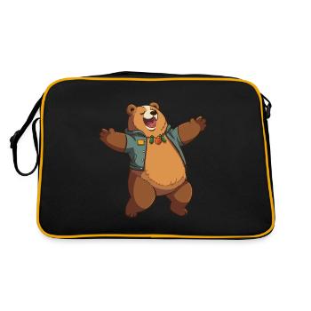 Mignon ours de dessin animé avec gilet dansant au printemps - Sac Retro - noir/or - Dos