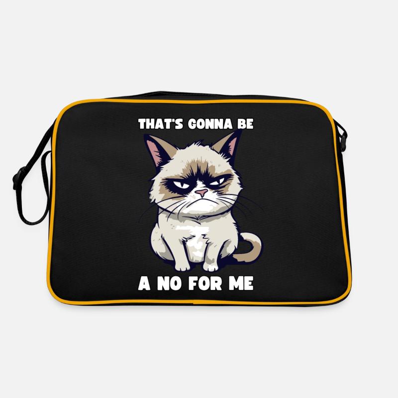 Grump Cat: That's Gonna Be A No For Me - Sarkasmus - Retro Tasche - Schwarz/Gold