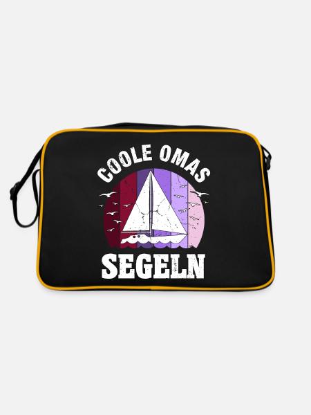 Segeln Segler Segelboot Oma Muttertag Geschenk - Retro Tasche - Schwarz/Gold