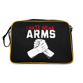 I hate weak arms, arm wrestling, arm wrestling - Retro Bag - black/gold - Back