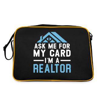 Ask me for my card I am a real estate - Retro Bag - black/gold - Back