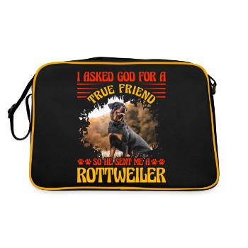 I asked God for a true friend he sent a Rottweiler - Retro Bag - black/gold - Back