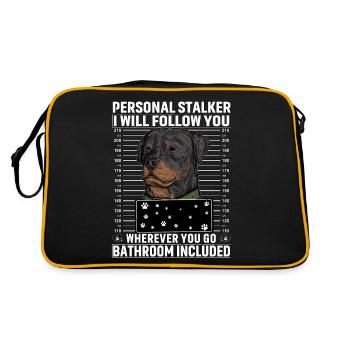 Rottweiler Stalker Funny Saying - Retro Bag - black/gold - Back