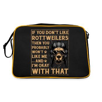 Rottweiler drôle de dicton - Sac Retro - noir/or - Dos