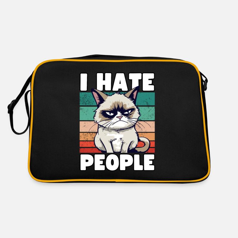 Sarkastische Grump Cat - I Hate People - Spruch Retro Tasche