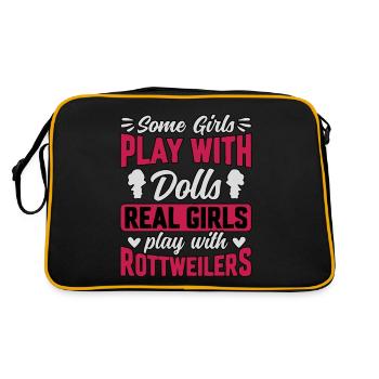 Some girls play with dolls real girls play with - Retro Tasche - Schwarz/Gold - Hinten
