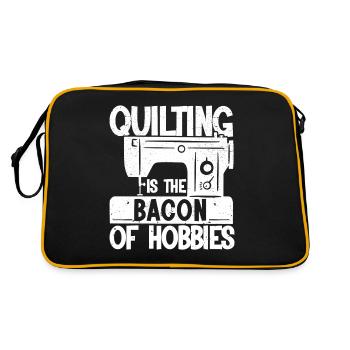 Quilting Gift Sewing Knitting Quilter - Retro Bag - black/gold - Back