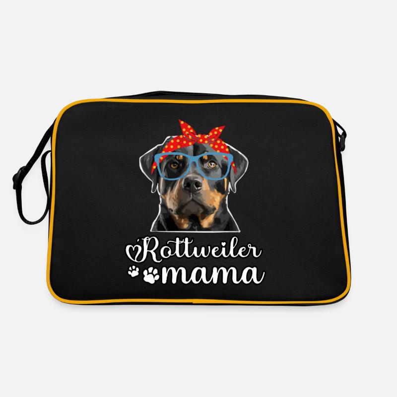 Rottweiler Mama - Retro Tasche - Schwarz/Gold