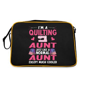 Quilting Gift Sewing Knitting Quilter - Retro Bag - black/gold - Back