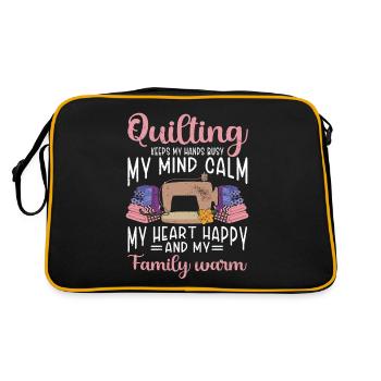 Quilting Gift Sewing Knitting Quilter - Retro Bag - black/gold - Back