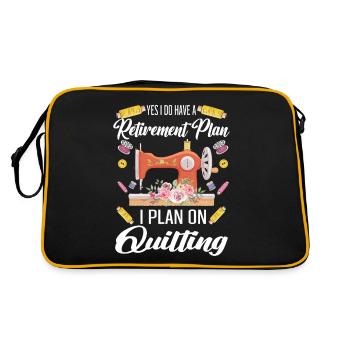 Quilting Gift Sewing Knitting Quilter - Retro Bag - black/gold - Back