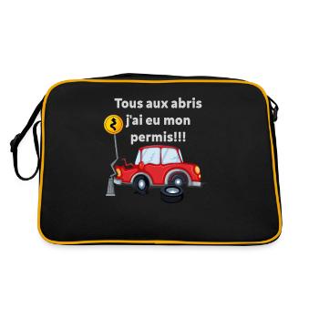 Tous Aux Abris - J'ai Eu Mon Permis ! - Sac Retro - noir/or - Dos