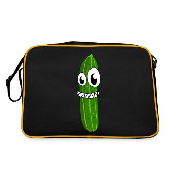 Gurken verrückte Gurke - Retro Tasche - Schwarz/Gold - Hinten