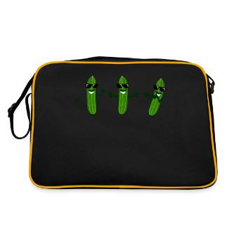 Gurken mit Sonnenbrille Gurke - Retro Tasche - Schwarz/Gold - Hinten