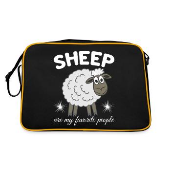 Schaf Schafe Schäfer Schäfchen - Retro Tasche - Schwarz/Gold - Hinten