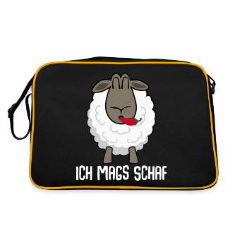 Schaf mit Chili Schafe Schäfchen - Retro Tasche - Schwarz/Gold - Hinten