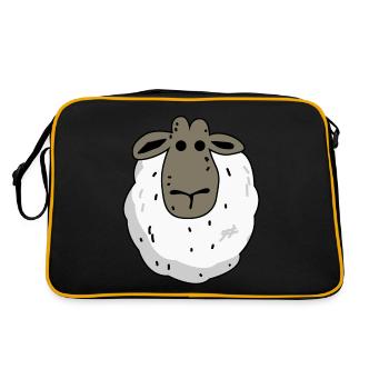 Schaf Schafe lustig Schäfchen - Retro Tasche - Schwarz/Gold - Hinten