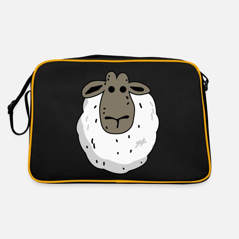 Schaf Schafe lustig Schäfchen - Retro Tasche - Schwarz/Gold