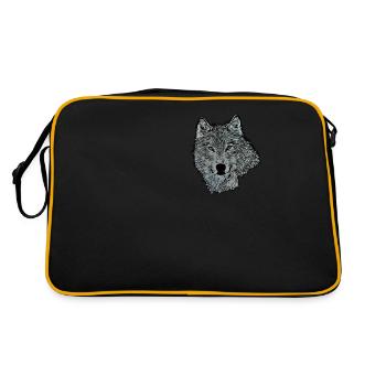 Tête de loup motif animal sauvage imprimé avec loup - Sac Retro - noir/or - Dos