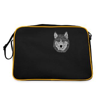 Tête de loup motif animal sauvage imprimé avec loup - Sac Retro - noir/or - Dos