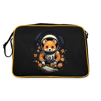 Renard de dessin animé mignon en astronaute dans l’espace avec - Sac Retro - noir/or - Dos
