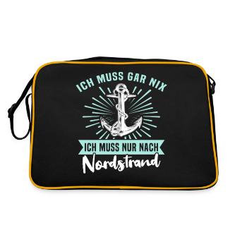 Nordstrander Sprüche Nordstrand - Retro Tasche - Schwarz/Gold - Hinten