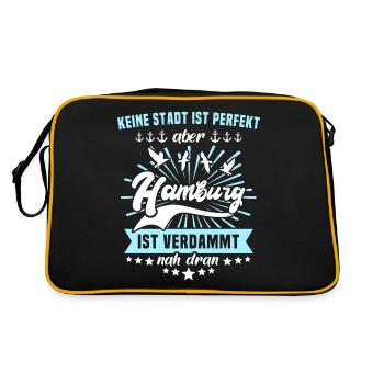 Lustige Hamburg Sprüche - Retro Tasche - Schwarz/Gold - Hinten