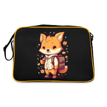 Cute cartoon fox with backpack for kindergarten children - Retro Bag - black/gold - Back