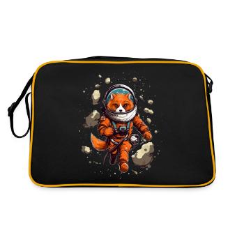 Renard de dessin animé mignon en astronaute avec une combinaison spatiale - Sac Retro - noir/or - Dos