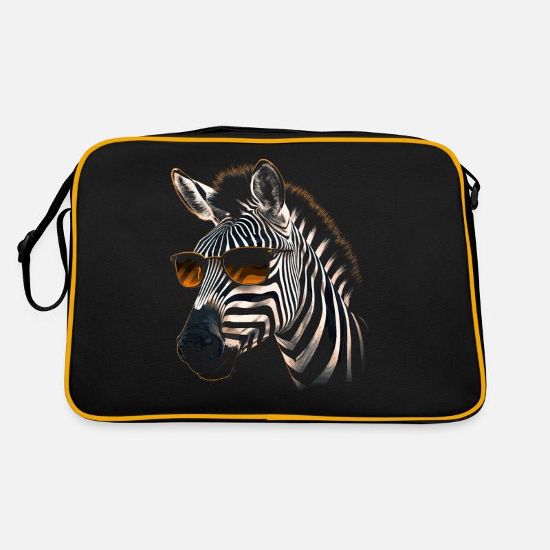 Zebra Sonnenbrille - Retro Tasche - Schwarz/Gold