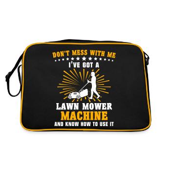 Lawn mower sayings lawn mowing - Retro Bag - black/gold - Back