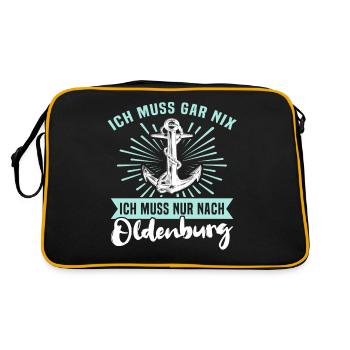 Oldenburger Sprüche Oldenburg - Retro Tasche - Schwarz/Gold - Hinten