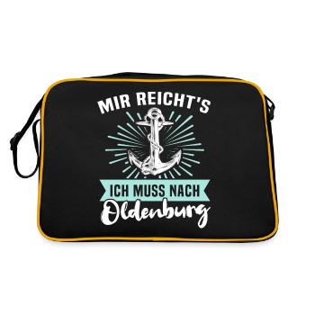Oldenburger Sprüche Oldenburg - Retro Tasche - Schwarz/Gold - Hinten