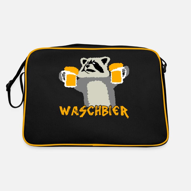 Waschbär mit Bier Retro Tasche