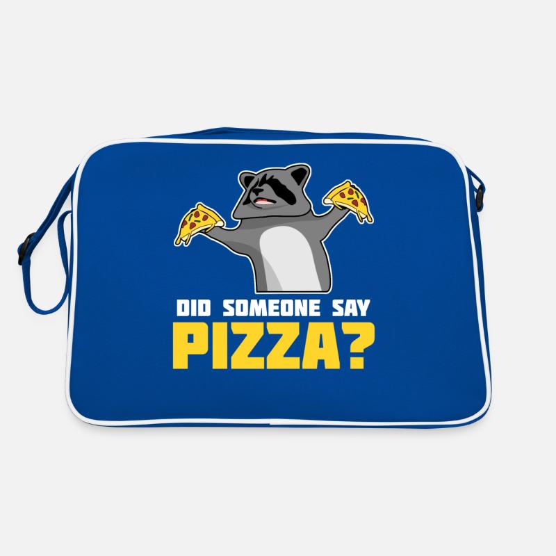 Waschbär mit Pizza Retro Tasche