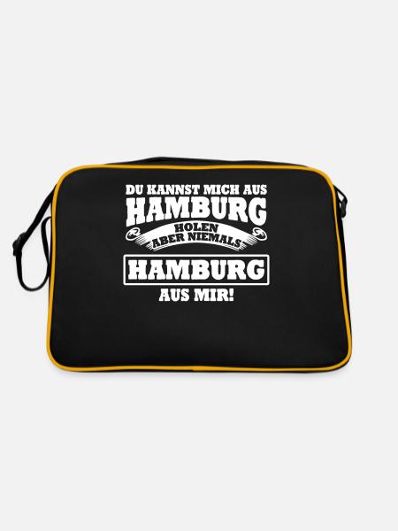 Hamburg Hamburger - Retro Tasche - Schwarz/Gold - Hinten