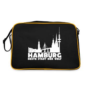 Hamburger Stadt Hamburg - Retro Tasche - Schwarz/Gold - Hinten