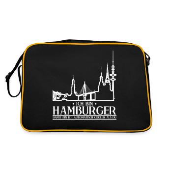 Hamburg Witz für Hamburger - Retro Tasche - Schwarz/Gold - Hinten