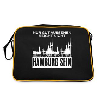 Hamburg Spruch für Hamburger - Retro Tasche - Schwarz/Gold - Hinten