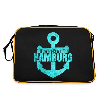 Hamburg Hamburger Hafen - Retro Tasche - Schwarz/Gold - Hinten