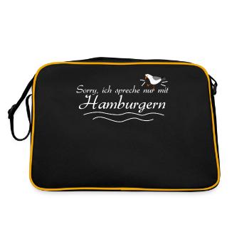Hamburger Möwe Hamburg - Retro Tasche - Schwarz/Gold - Hinten