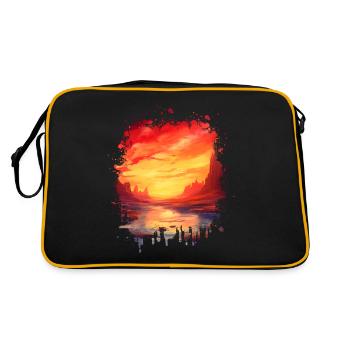 Paysage fantastique pittoresque : coucher de soleil - Sac Retro - noir/or - Dos