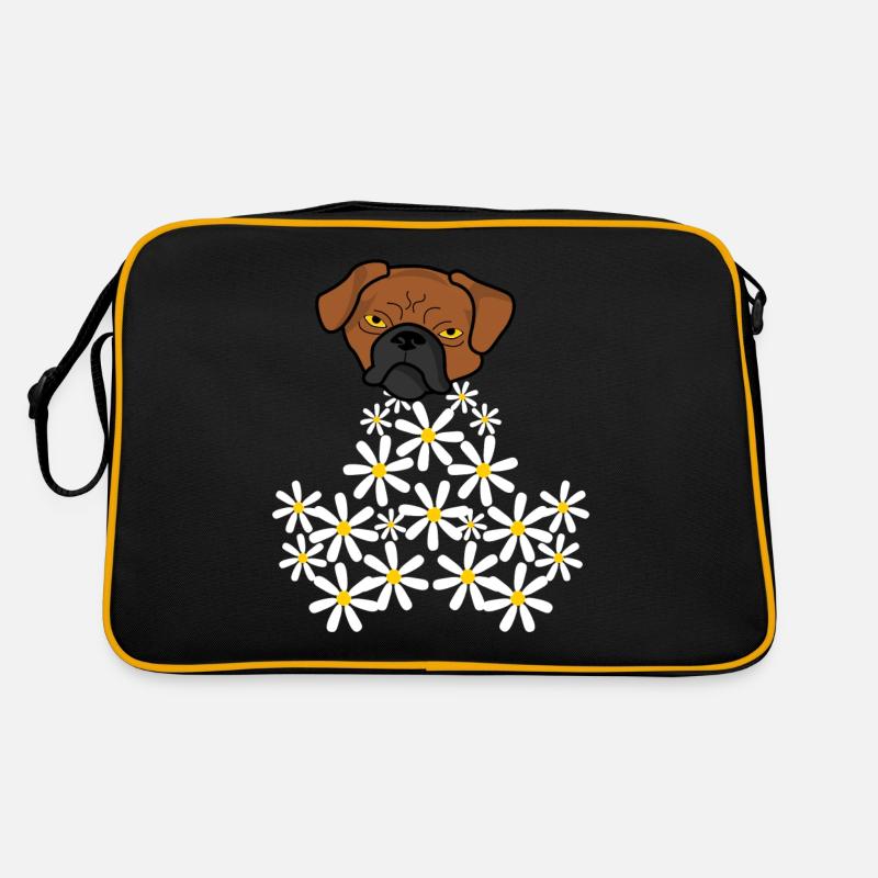 Gänseblümchen Hund aus Blüten Retro Tasche