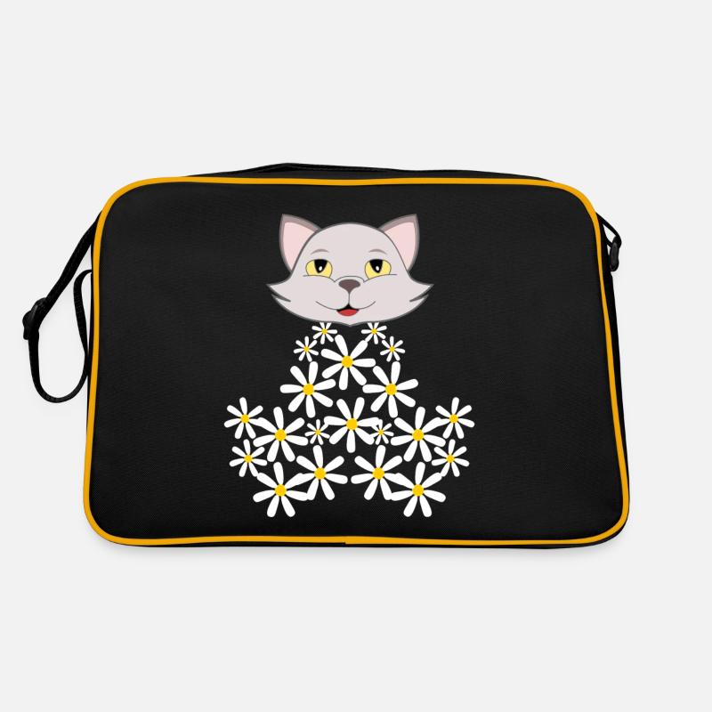 Gänseblümchen Katze aus Blüten Retro Tasche
