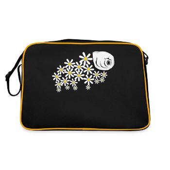 Bärtierchen Tardigrade Blüten - Retro Tasche - Schwarz/Gold - Hinten
