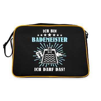 Schwimmmeister Bademeister - Retro Tasche - Schwarz/Gold - Hinten