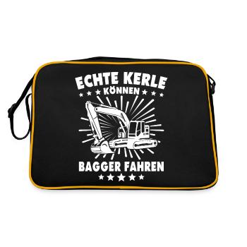 Baggerführer Bagger Baggerfahrer - Retro Tasche - Schwarz/Gold - Hinten