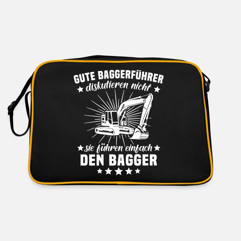 Baggerfahrer Bagger - Retro Tasche - Schwarz/Gold